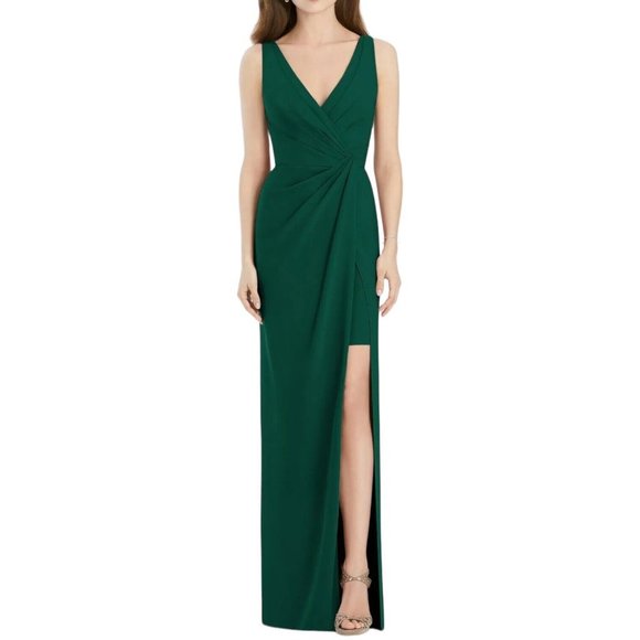 Jenny Packham Dresses & Skirts - New Jenny Packham Dress Size 4 Hunter Green Drape Front High Slit JP1013 Gown